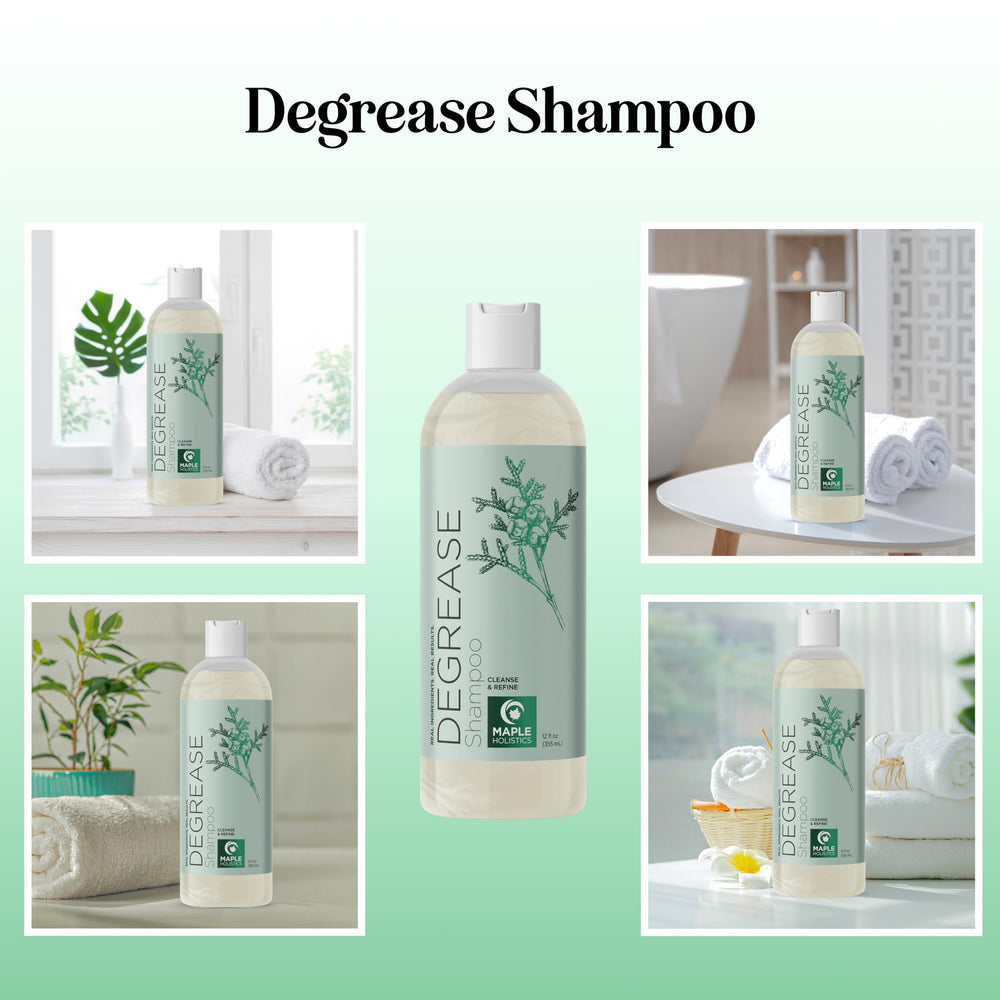 Maple Holistics Degrease Champú Clarificante – espuma rica para limpieza profunda del cuero cabelludo.