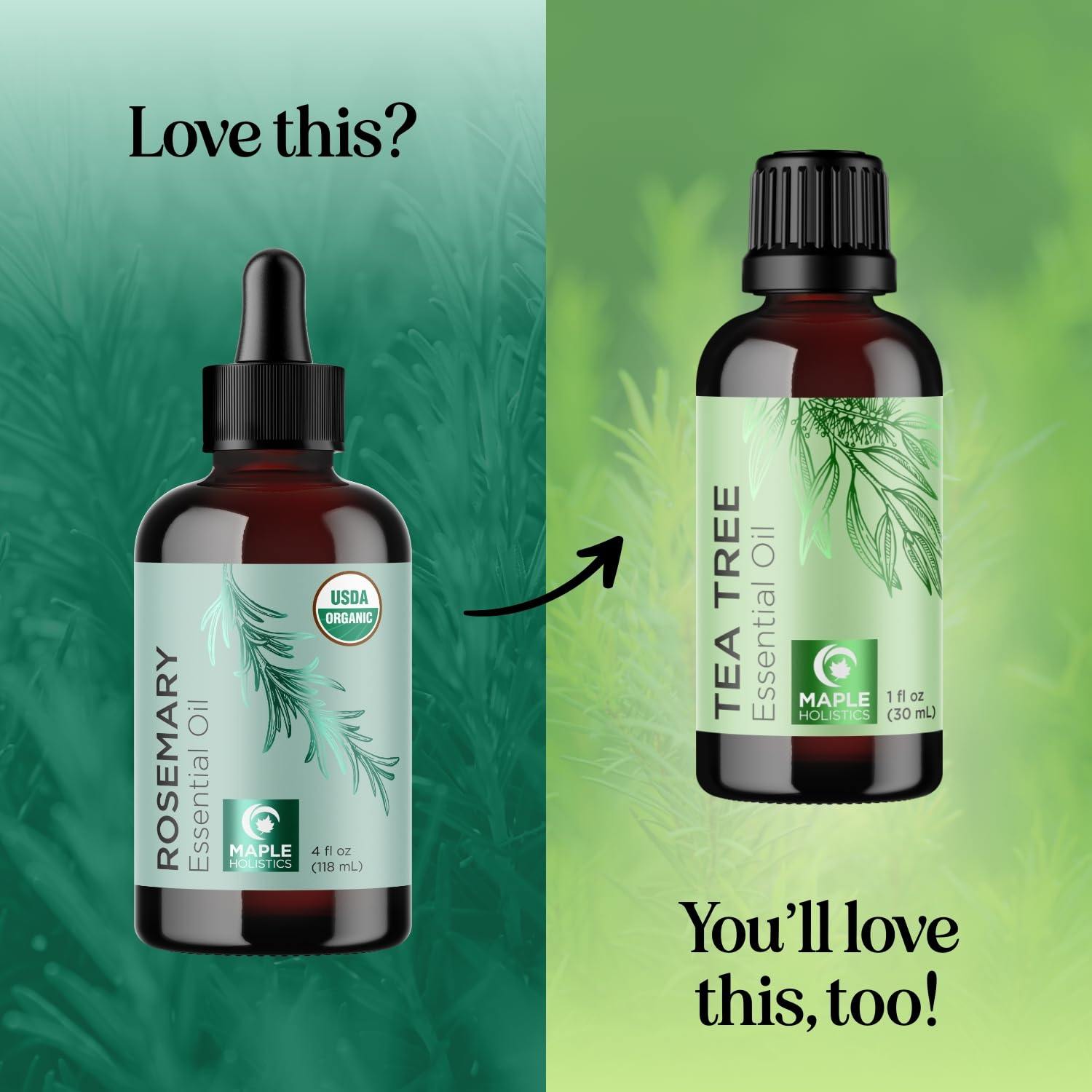 Corps hydraté par l’huile romarin Maple Holistics, parfum frais et léger.