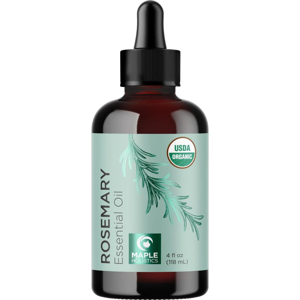 Aromathérapie Maple Holistics romarin huile diffusant une ambiance concentrée.