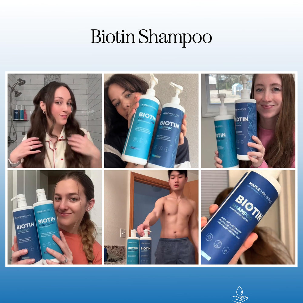 Maple Holistics romero biotina acondicionador: envase que indica suavidad y brillo