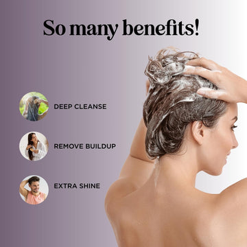Maple Holistics Sage & Rosemary Shampoo bottle pour showing even lather for refreshed strands.