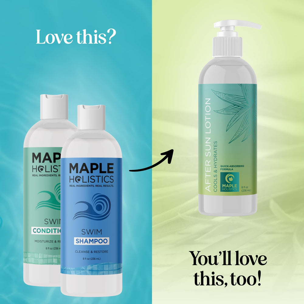 Maple Holistics swimmer care set packaging on display for travel and routines.