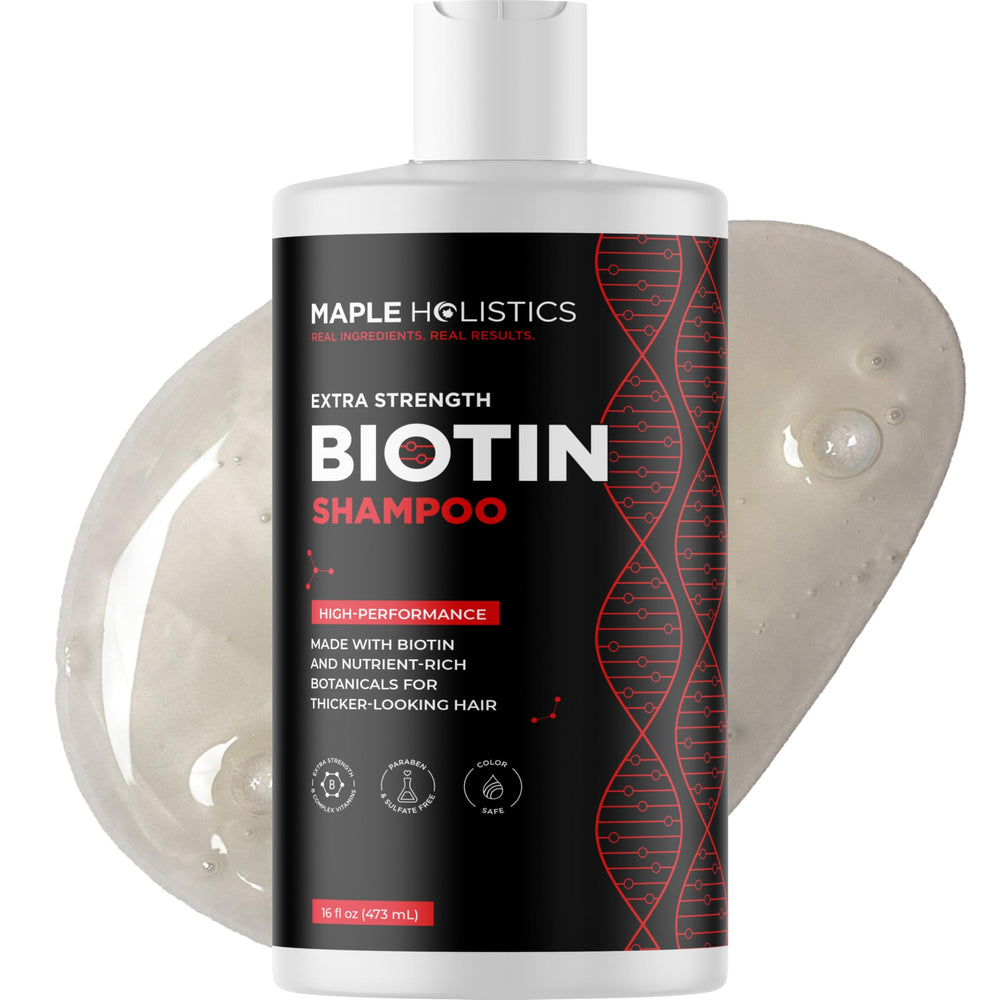 Maple Holistics Ultra Biotin Shampoo, cabello fino con más volumen