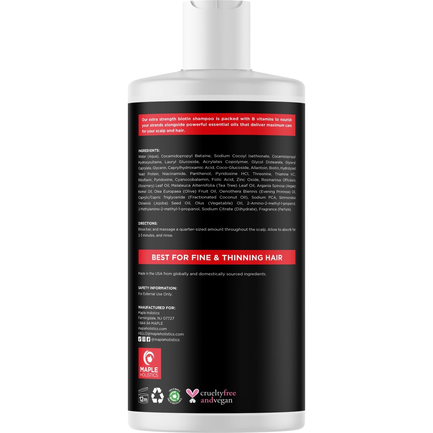 Maple Holistics Ultra Biotin Shampoo con jojoba para hidratación