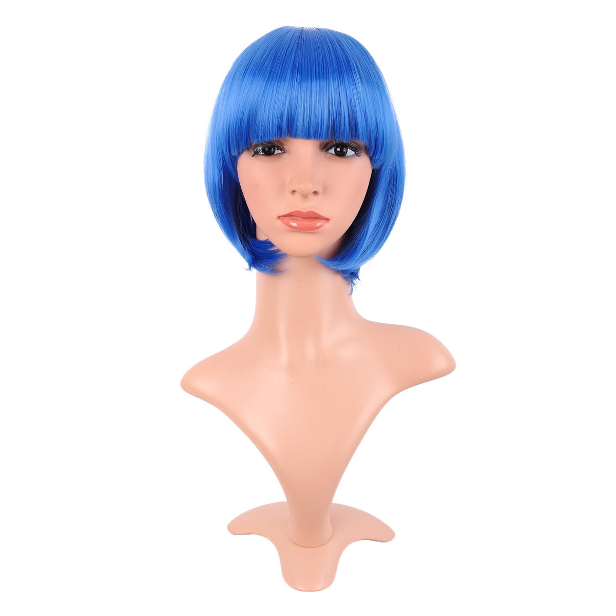 MapofBeauty peluca bob corto azul brillante con flequillo, ideal para cambio de estilo.