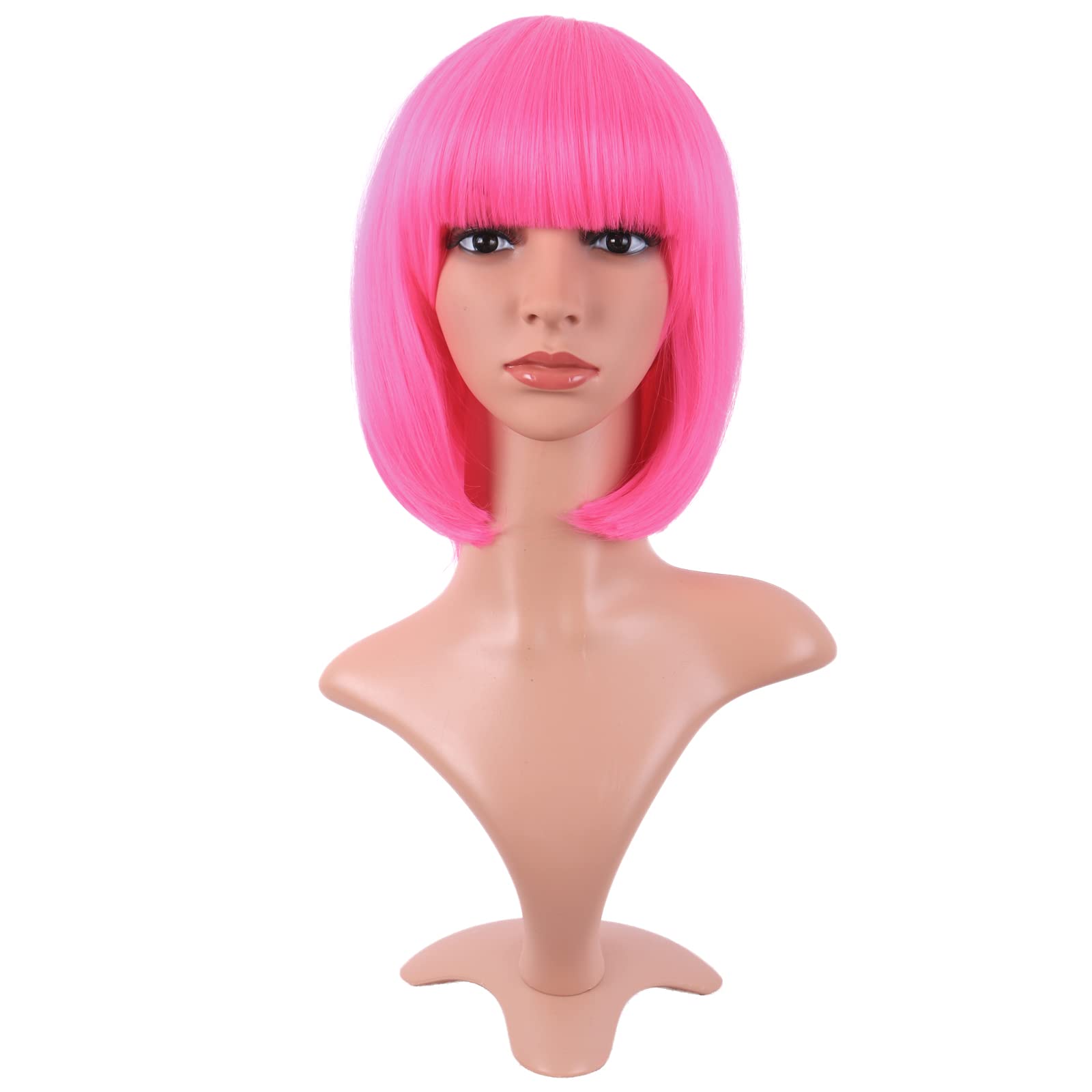 MapofBeauty Peluca bob corto neon rosa 12p lista para looks audaces.