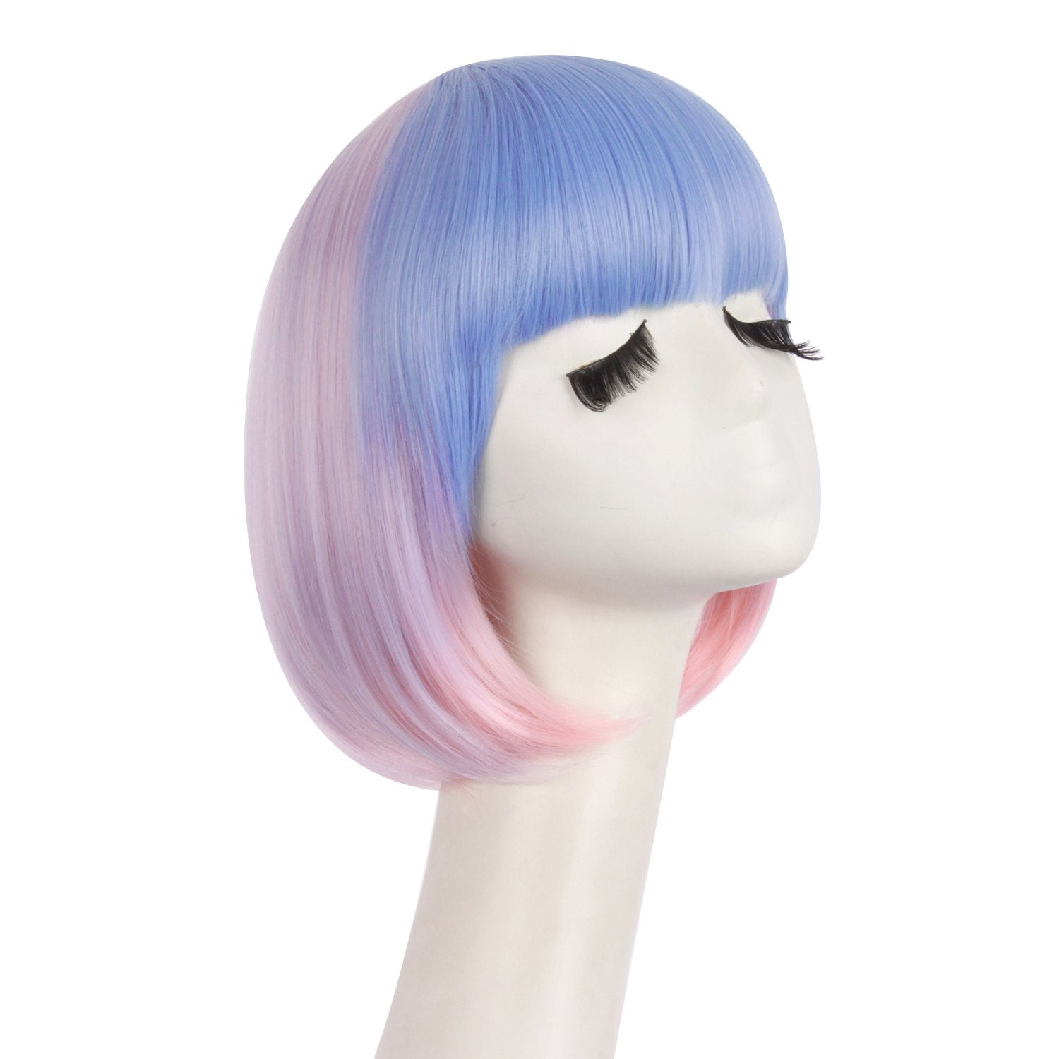 MapofBeauty peluca lila claro perfil, versátil para cualquier ocasión.