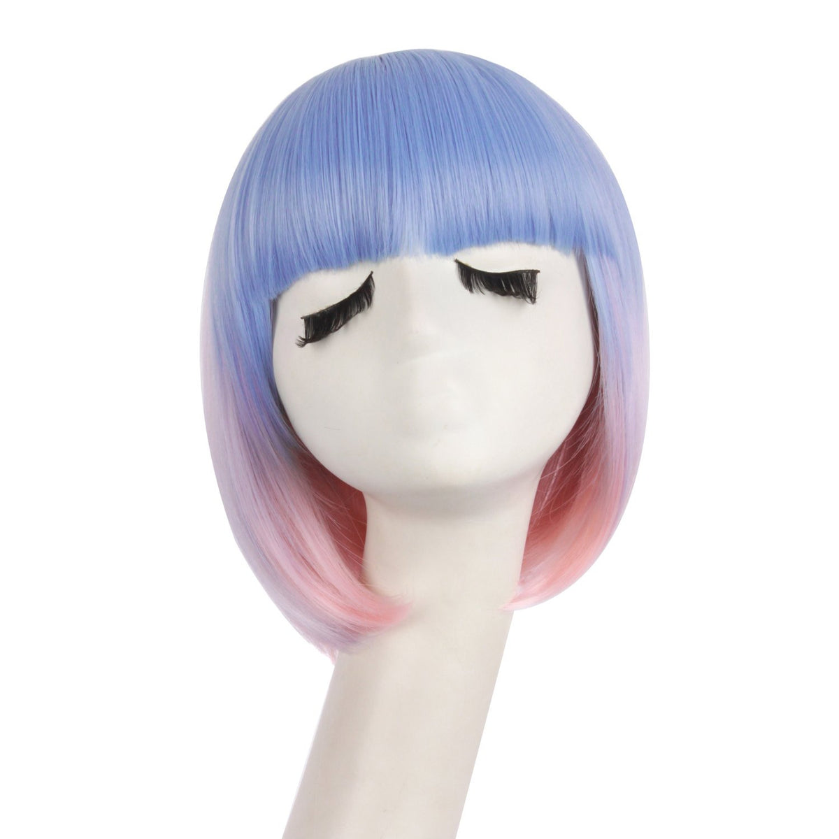 MapofBeauty peluca rosa frente, estilo corto y liso para cambio rápido.