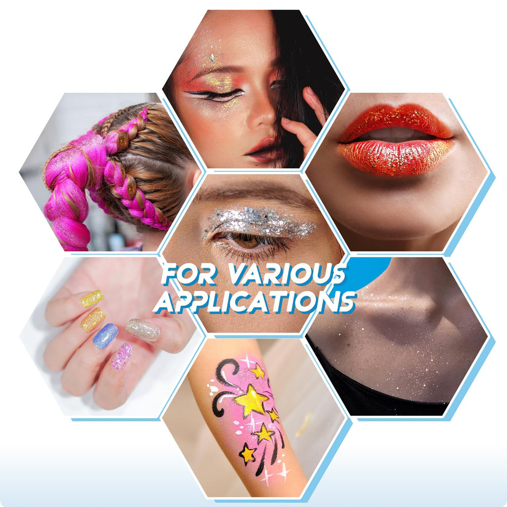 MAQIHAN glitter para maquillaje y uñas, añade brillo festivo sin esfuerzo.