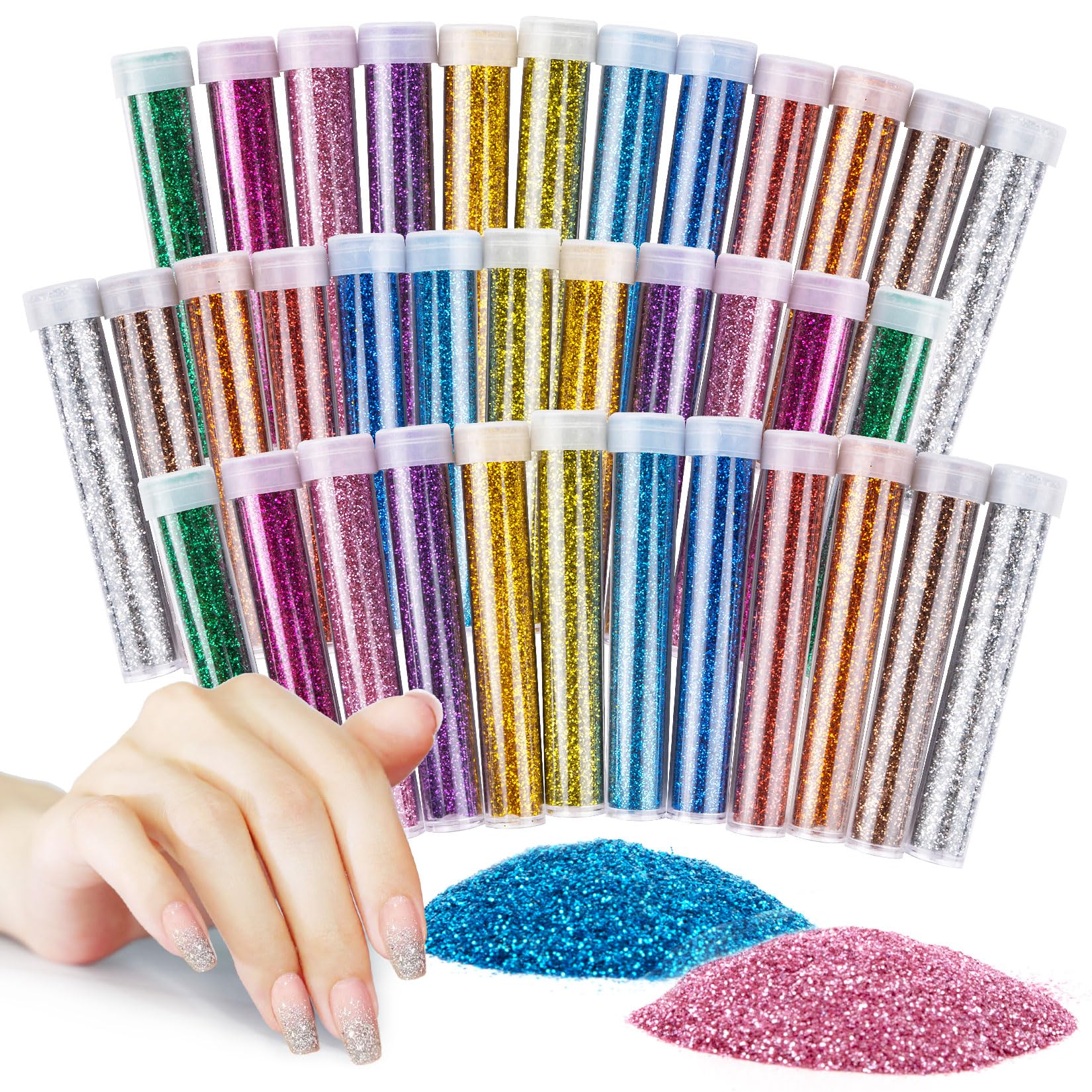 MAQIHAN glitter set 36 colores para manualidades y resinas, brillo intenso.