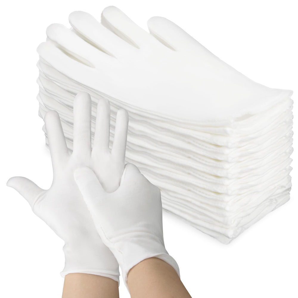 MAQIHAN guantes algodón blancos: paquete de 5 pares para uso diario cómodo y transpirable.