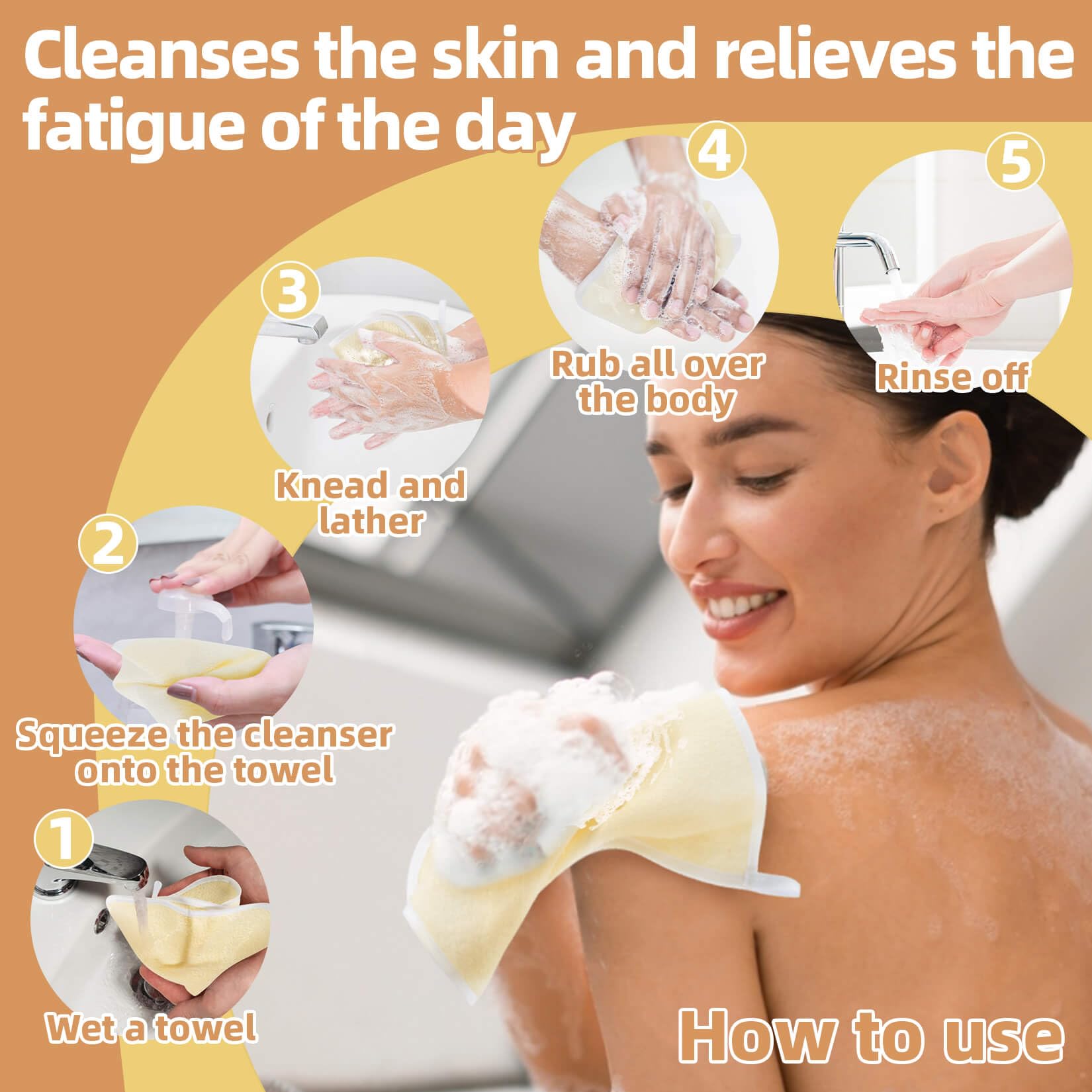 MAQIHAN toallitas exfoliantes dos caras con nylon y terry para limpieza suave