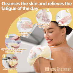 MAQIHAN toallitas exfoliantes dos caras con nylon y terry para limpieza suave