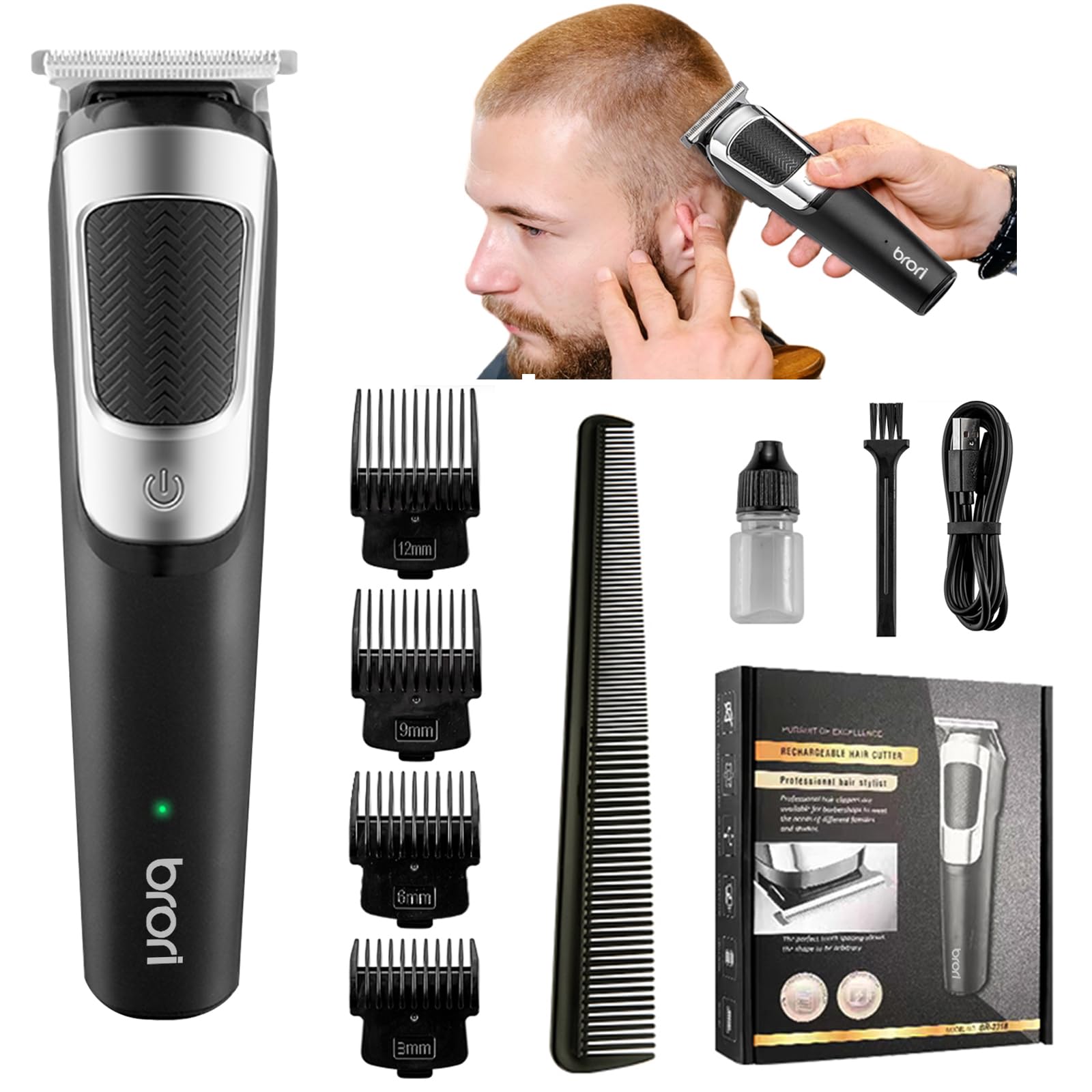 Maquinilla profesional de cabello para hombres con cabezal de corte para acabado preciso.