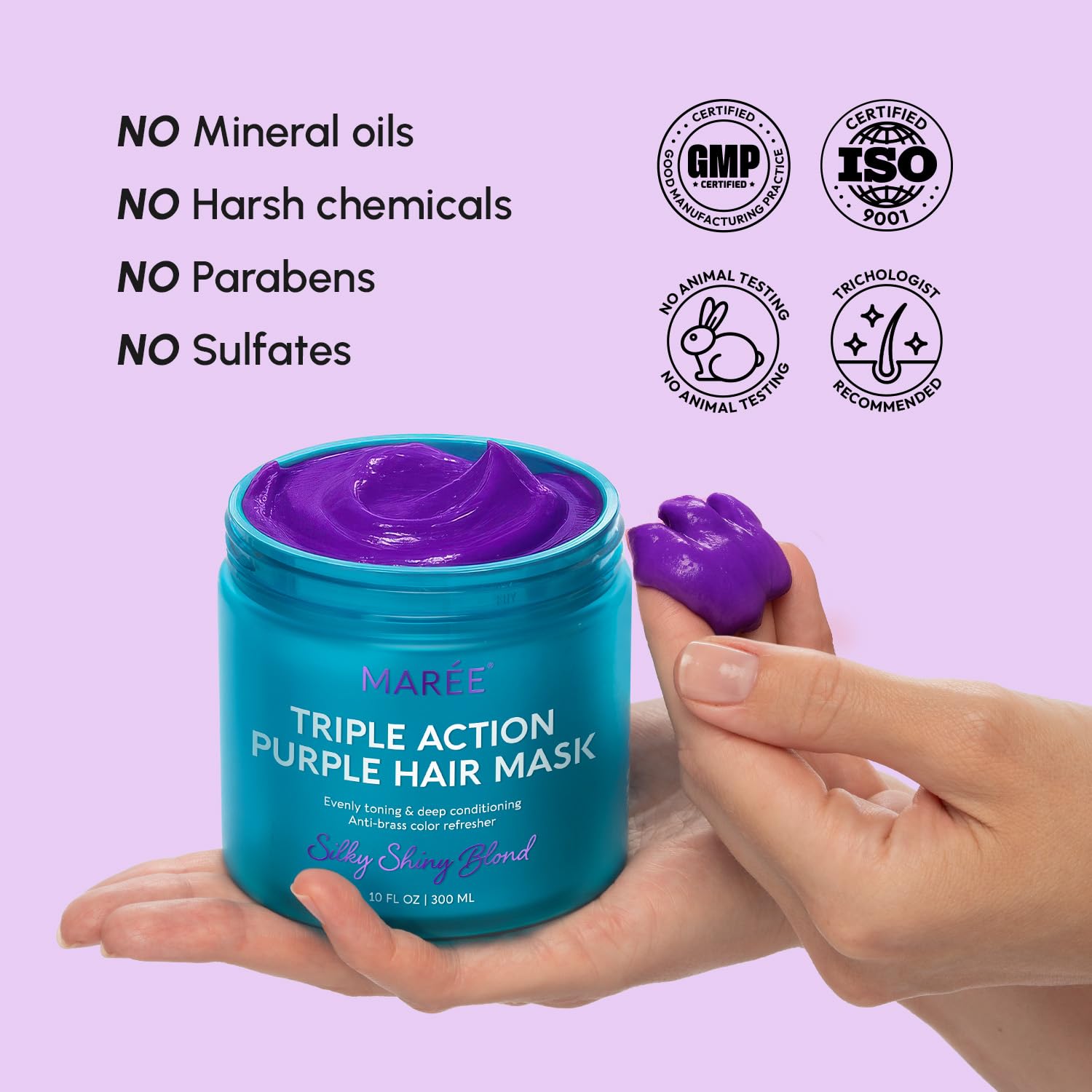 MAREE cabello rubio brillante tras uso regular.