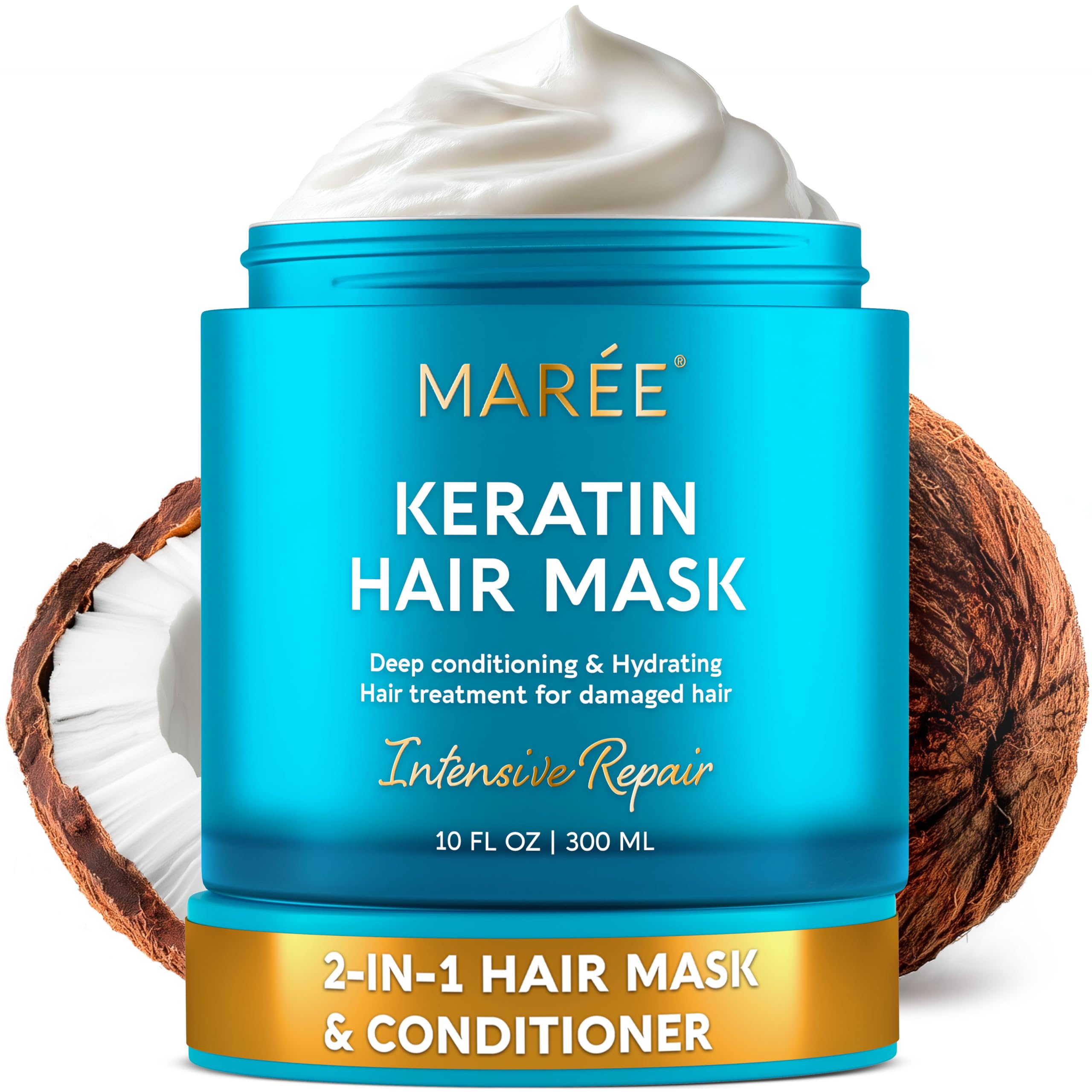 MAREE Masque cheveux endommagés, texture riche et hydratante pour nourrir les longueurs.