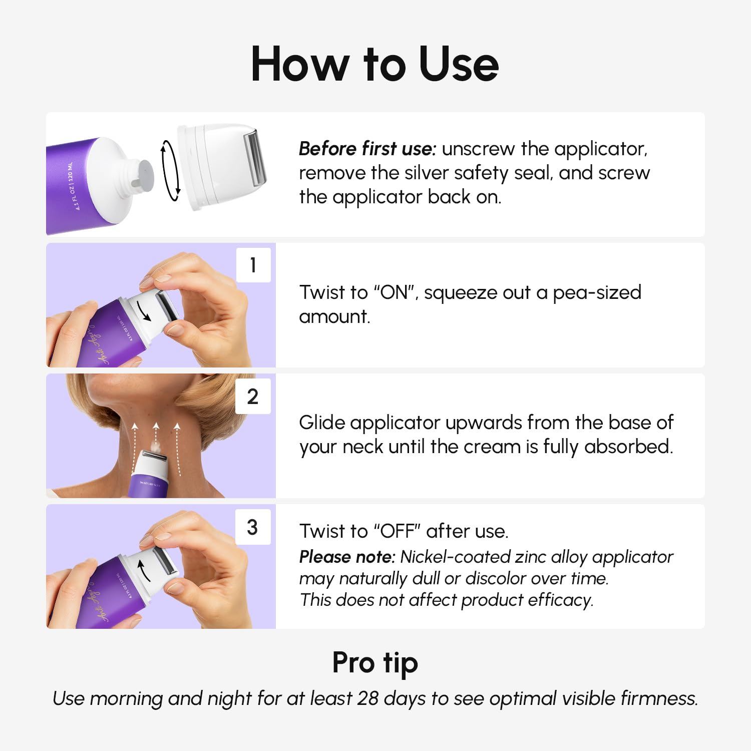 MAREE neck cream applied along jawline for lift impression