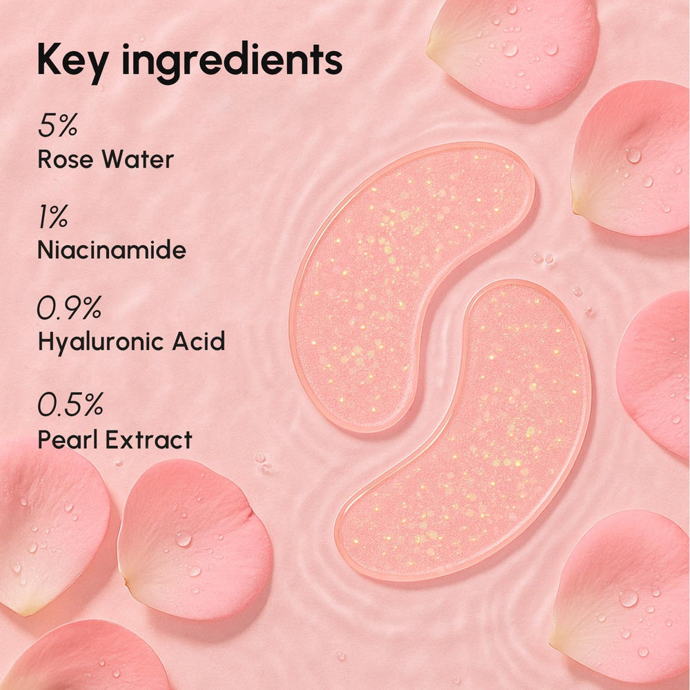 MAREE Patchs Yeux Gel Rose appliqués sous les yeux, sensation apaisante et hydratante.
