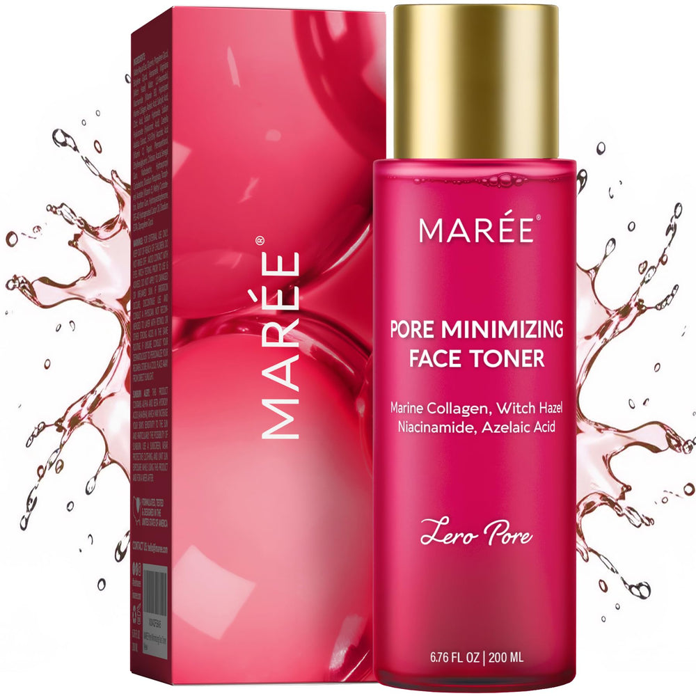 MAREE Tonique pore-minimiseur - flacon elegant et peau plus nette apres utilisation