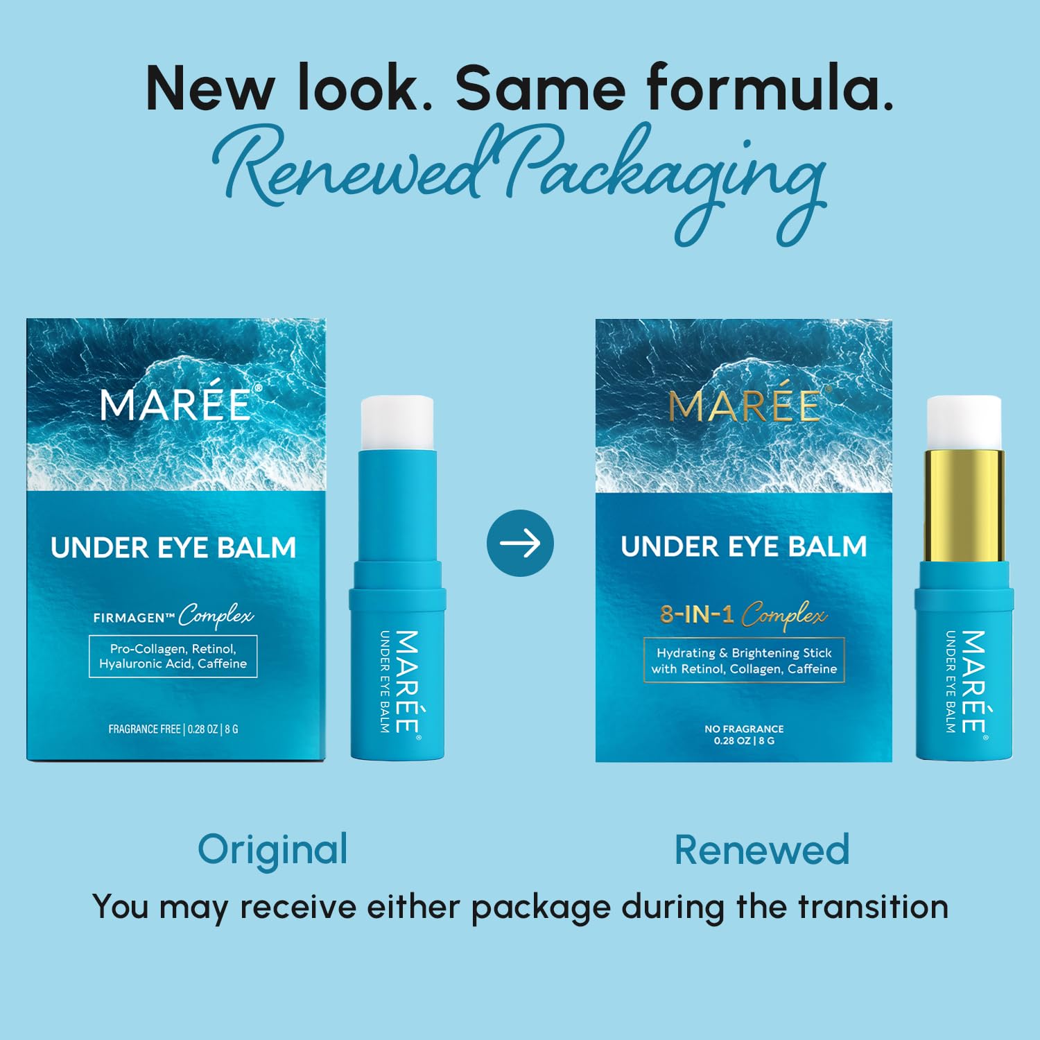 MAREE Under Eye Balm Stick caffeine depuffing to reduce under-eye swelling