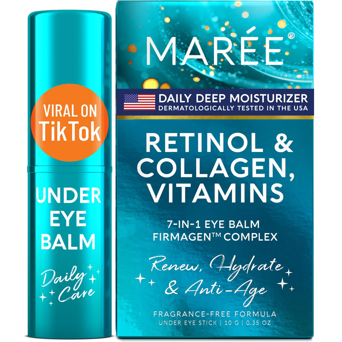 MAREE Under Eye Balm Stick closeup reveals retinol-ceramide formula for hydration