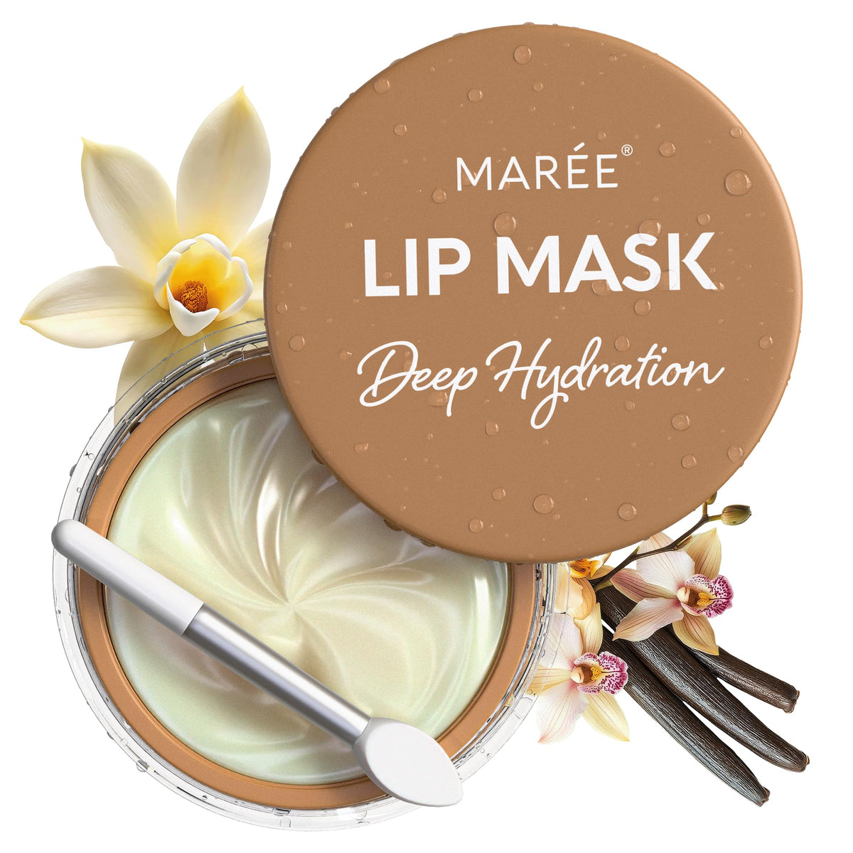 MAREE Vanilla Lip Mask overnight jar showing rich hydration