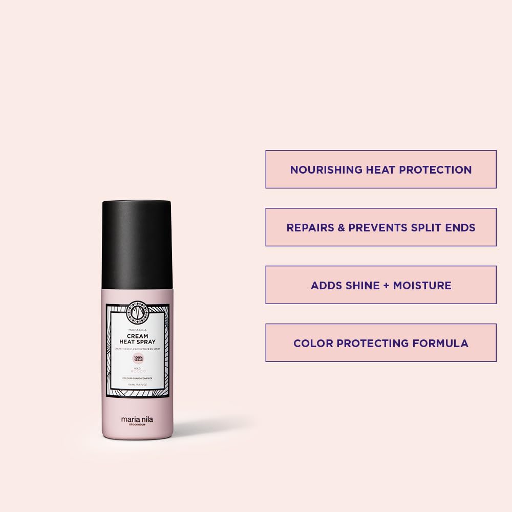 Étiquette Maria Nila Cream Heat Spray, sans sulfate et vegan.
