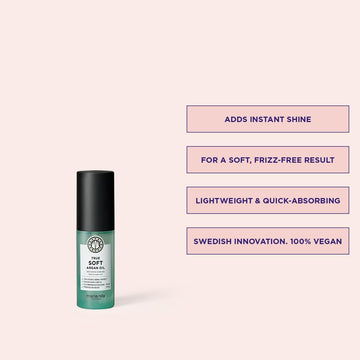 Maria Nila True Soft: aplicación en cabello seco para brillo y suavidad.