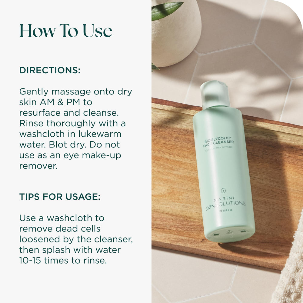 Marini SkinSolutions Bioglycolic Face Cleanser, enfoque en poros para limpieza profunda.