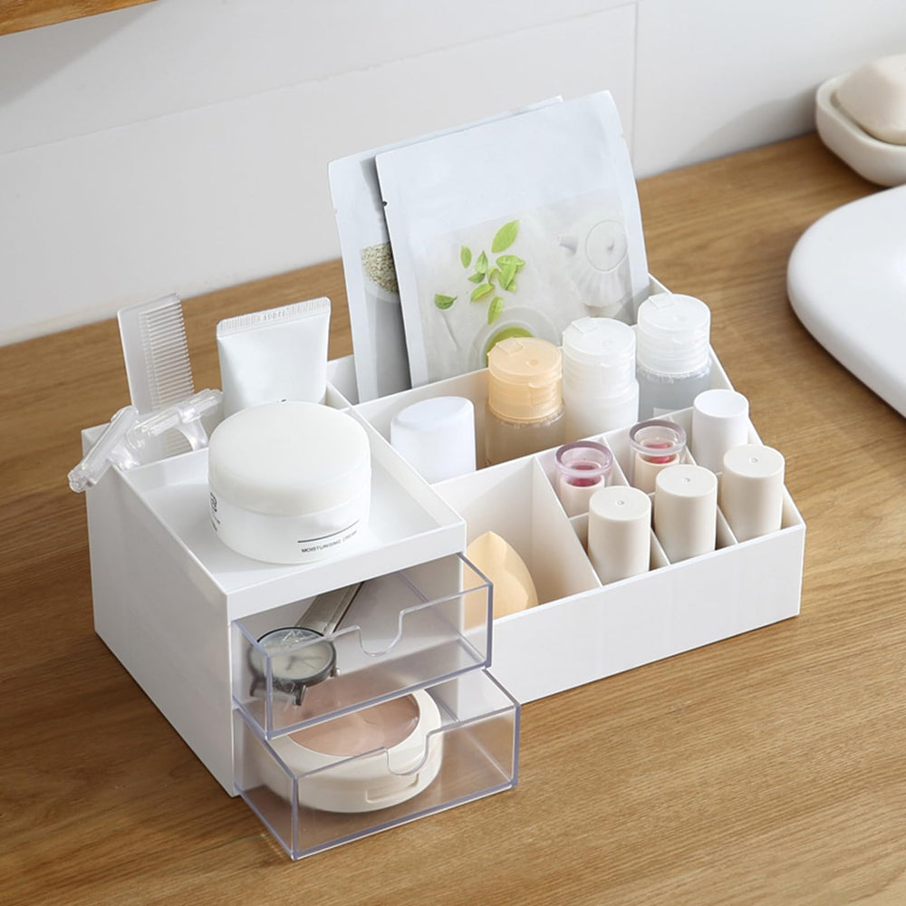 Marknor cosméticos organizador con 10 compartimentos para maquillaje y herramientas.