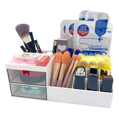 Marknor organizador tocador con dos cajones transparentes para ver productos.