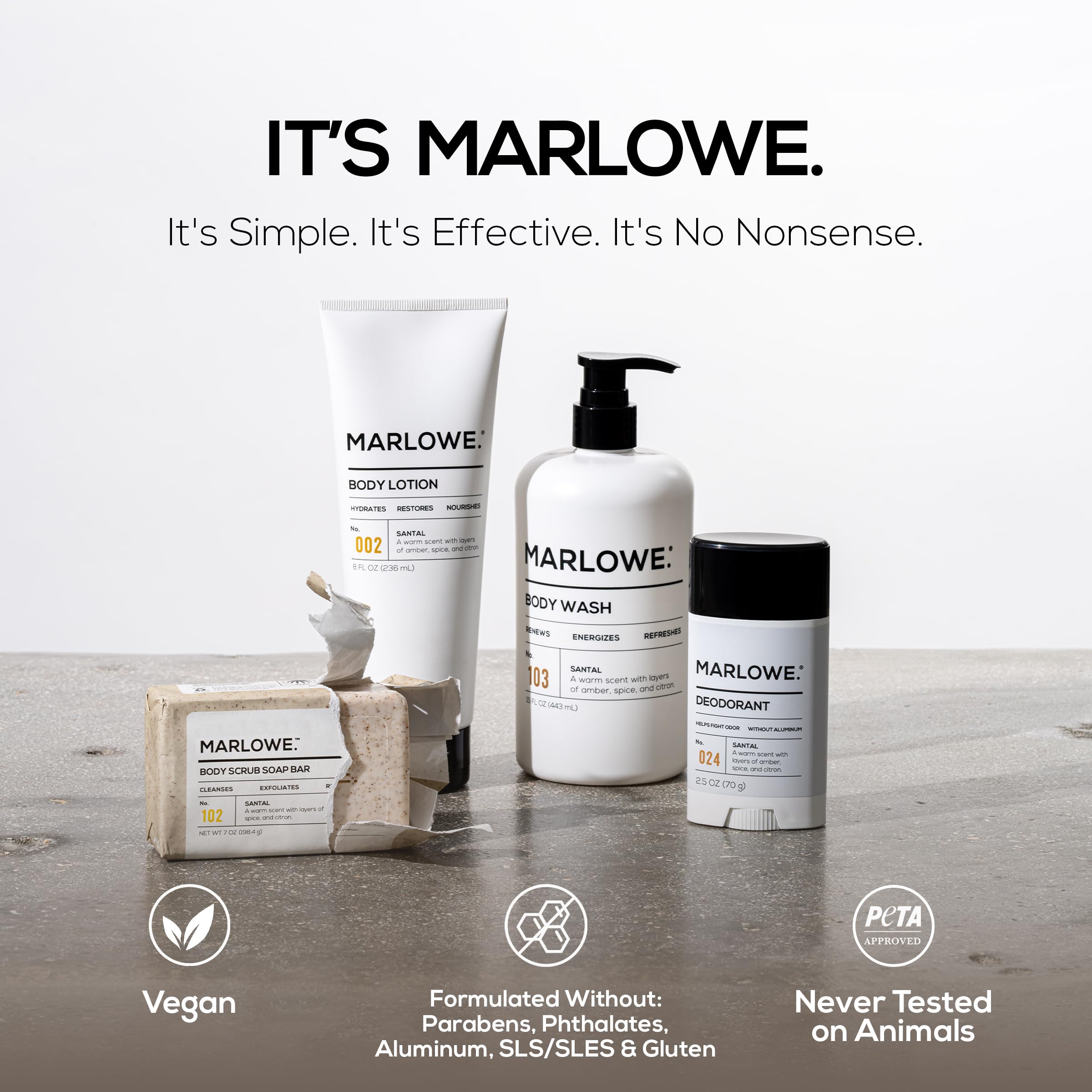 MARLOWE Crema Corporal Santal: hidratación profunda para piel suave todo el día.