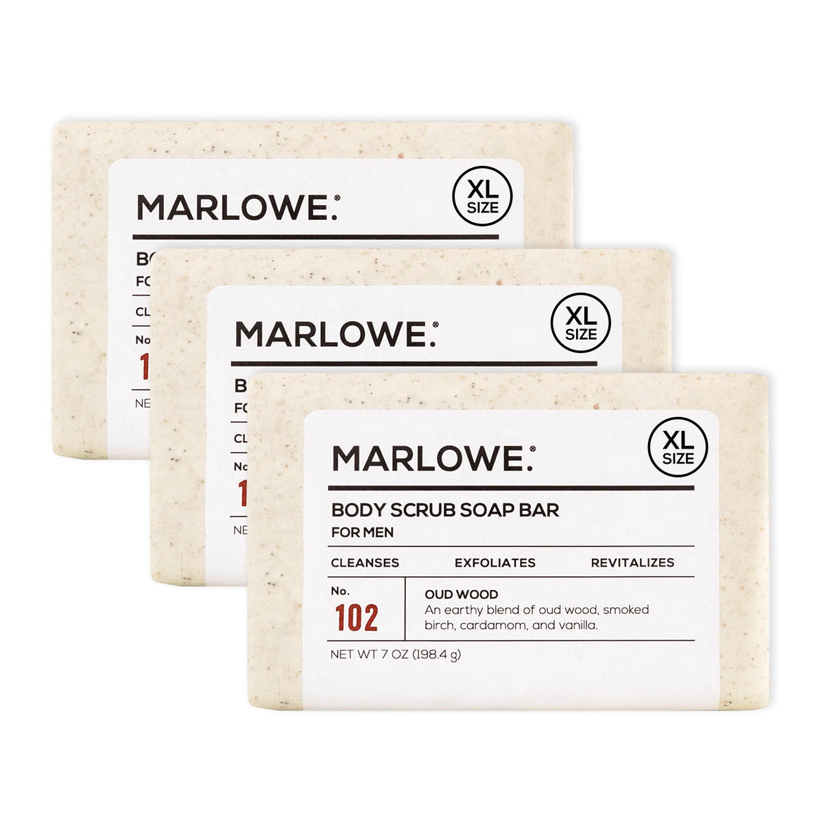 MARLOWE No. 102 barra exfoliante Oud Wood para suavizar la piel
