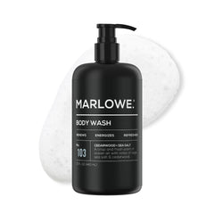 MARLOWE No.103: botella de gel de ducha con cedro y sal marina, sensación refrescante.