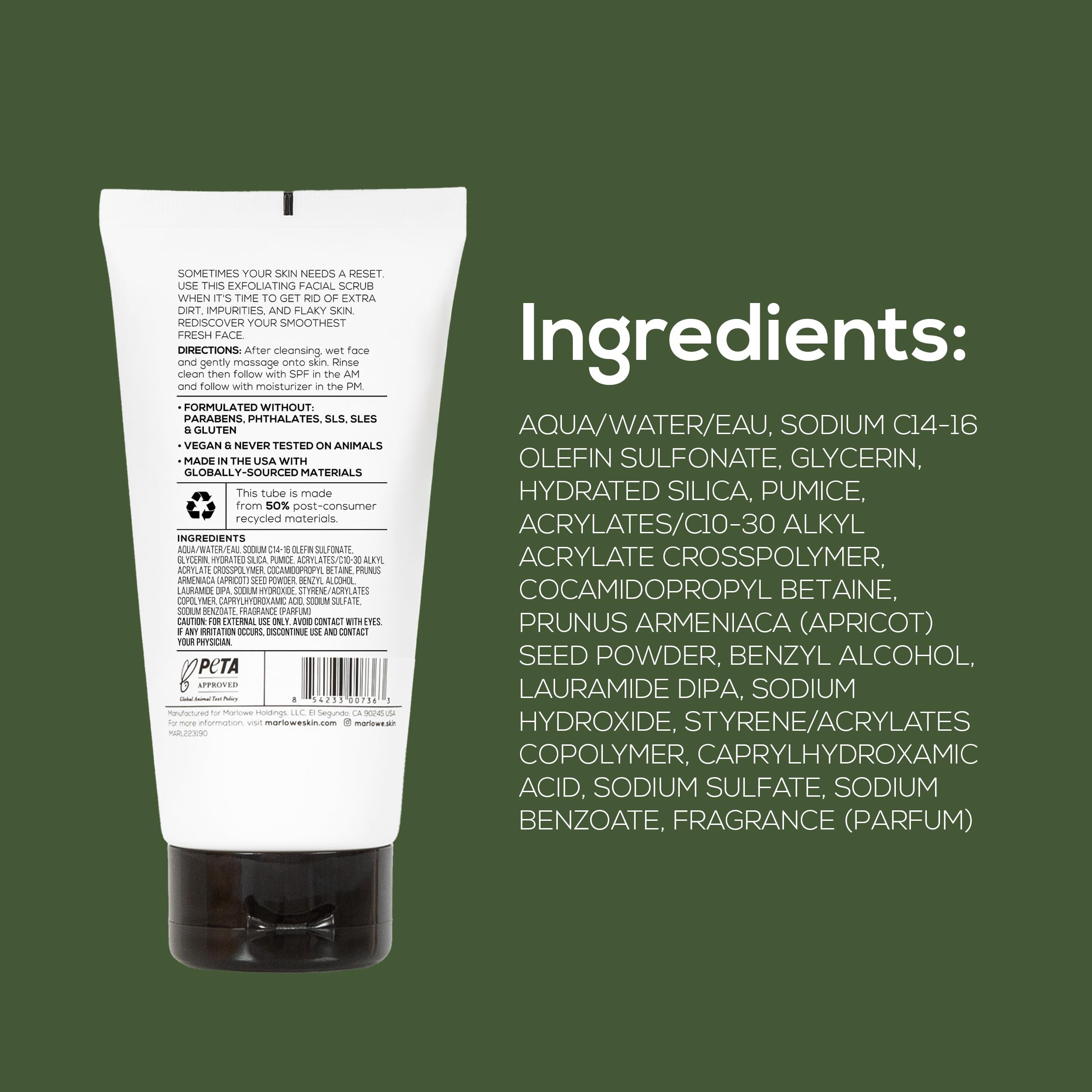 MARLOWE No. 122 ingredientes veganos para cuidado responsable.