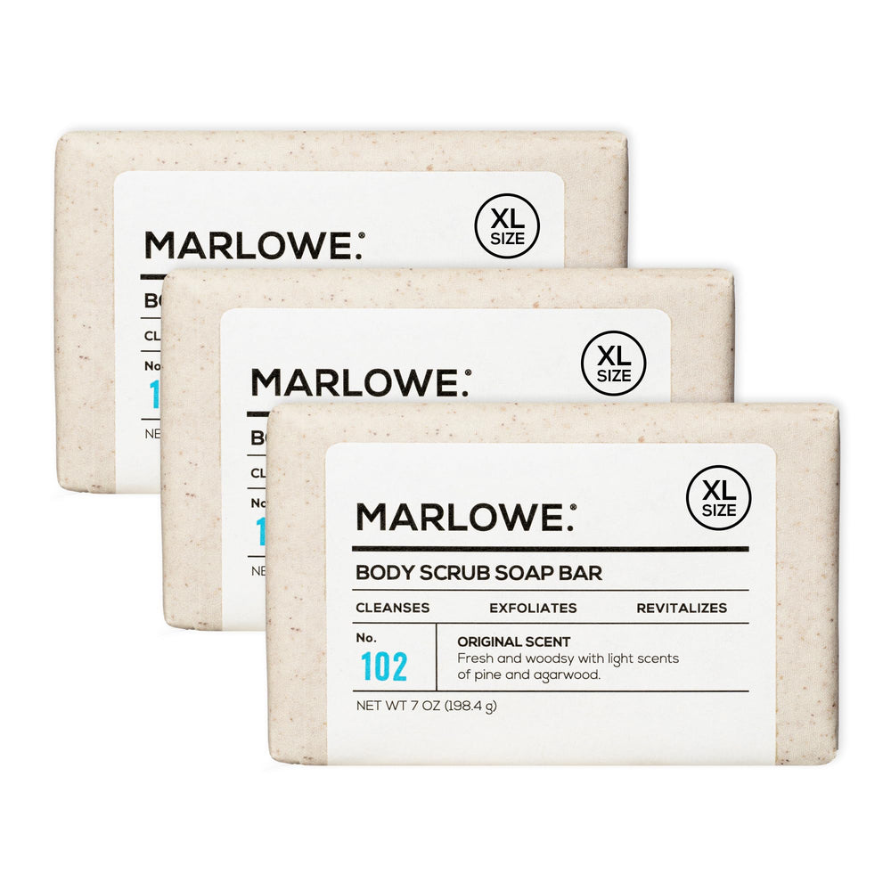MARLOWE No.102 — barre gommante Originale Sauge et Pin, exfolie en douceur et rafraîchit la peau.