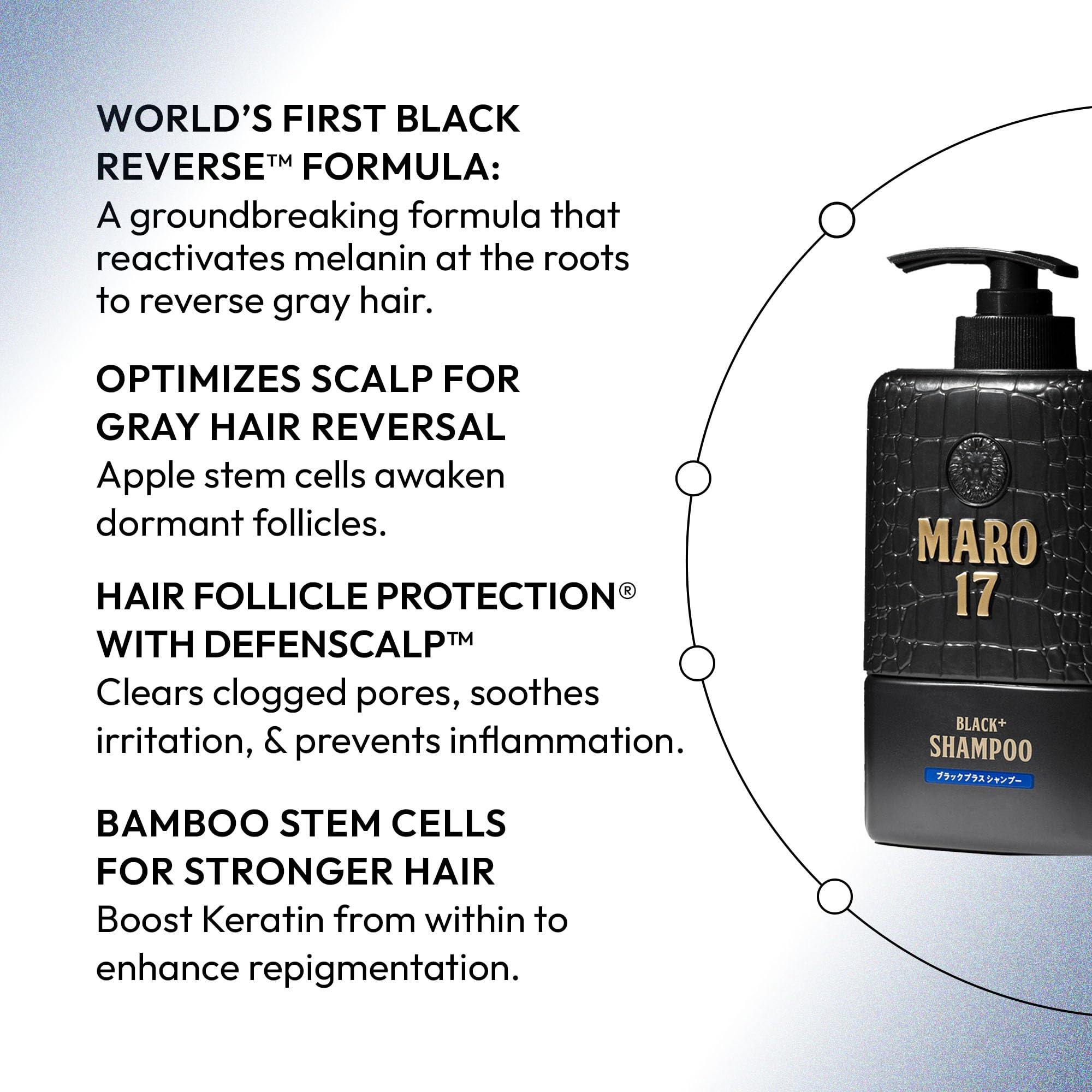 MARO17 Black+ Shampoo – couleur naturelle renforcée et apparence plus sombre des cheveux