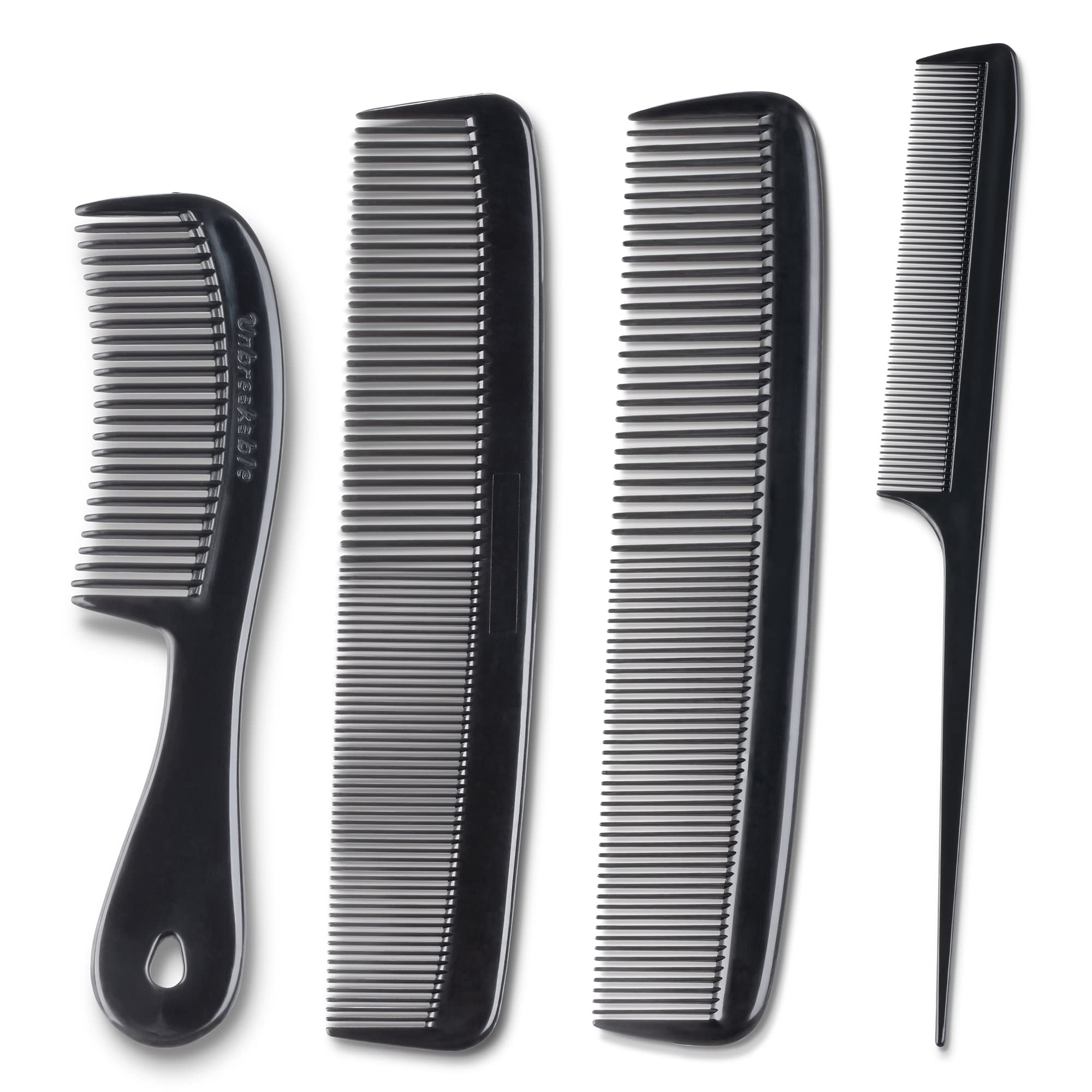 Mars Wellness juego de 4 peines negro, mango estilizado para un peinado preciso.