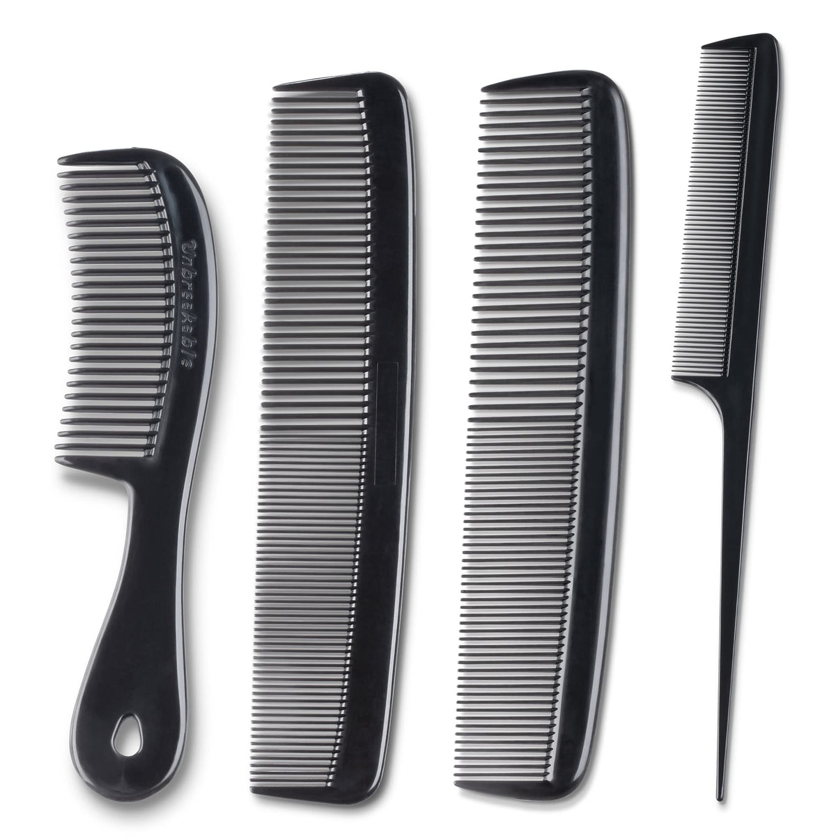 Mars Wellness juego de 4 peines negro, mango estilizado para un peinado preciso.
