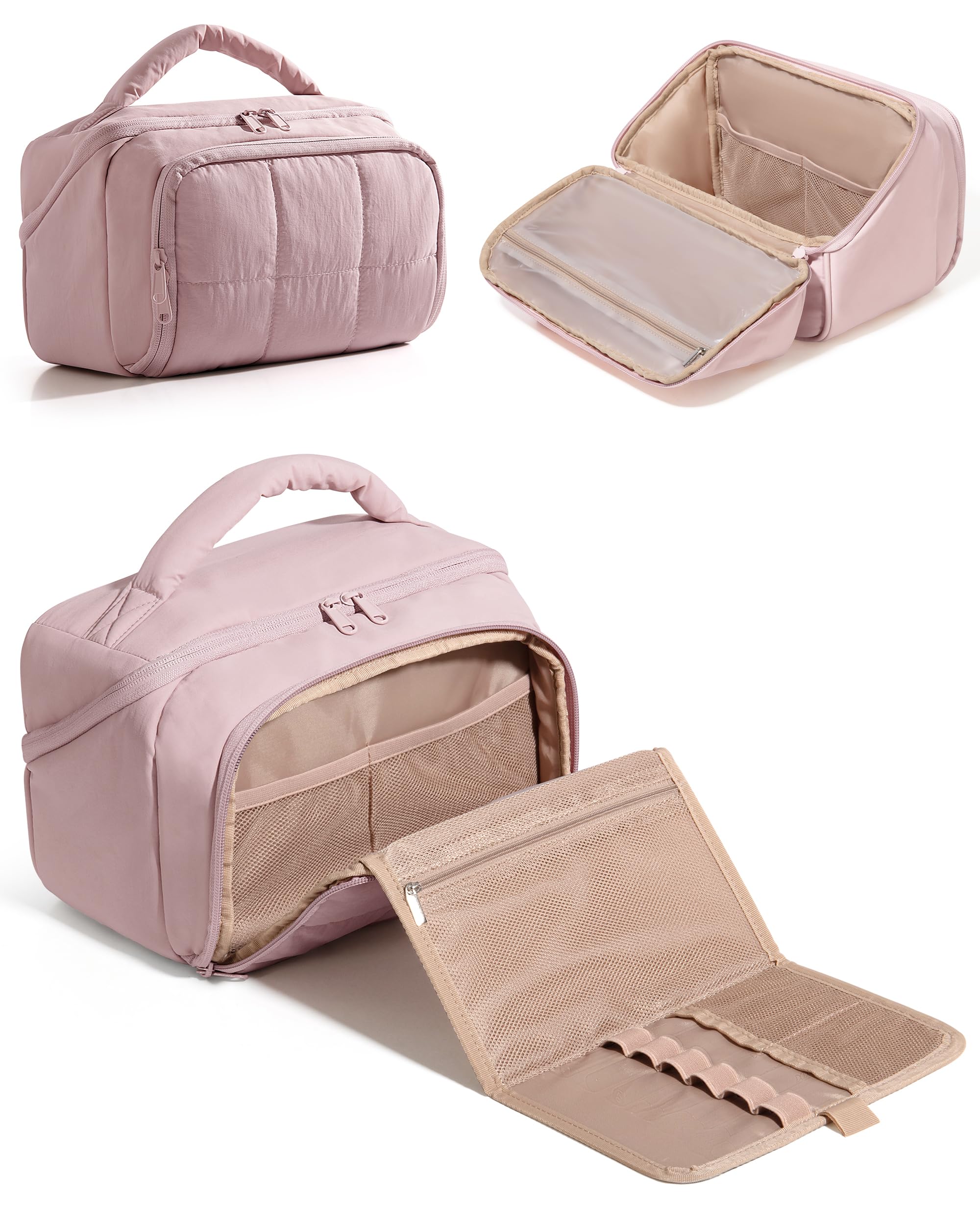 Marscamd bolsa de maquillaje de viaje con apertura plana para acceso rápido y orden.