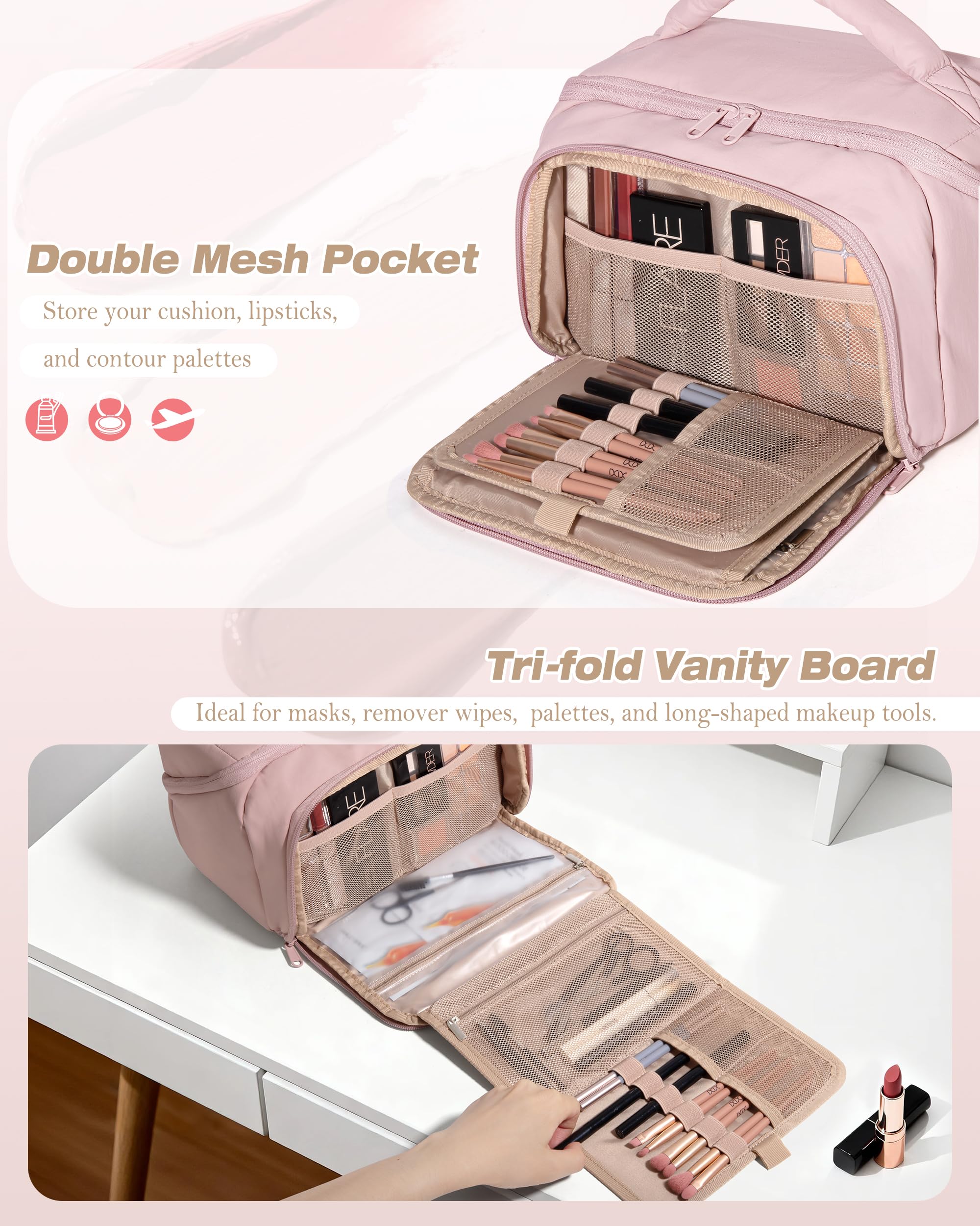 Marscamd diseño triple pliegue crea tocador compacto y ordenado.