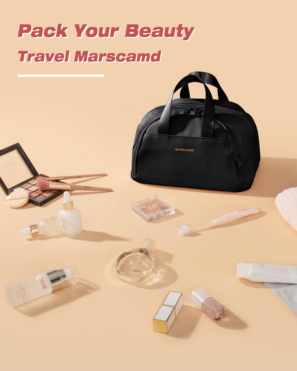 Marscamd tejido impermeable facilita limpieza y mantiene contenidos secos en viajes.