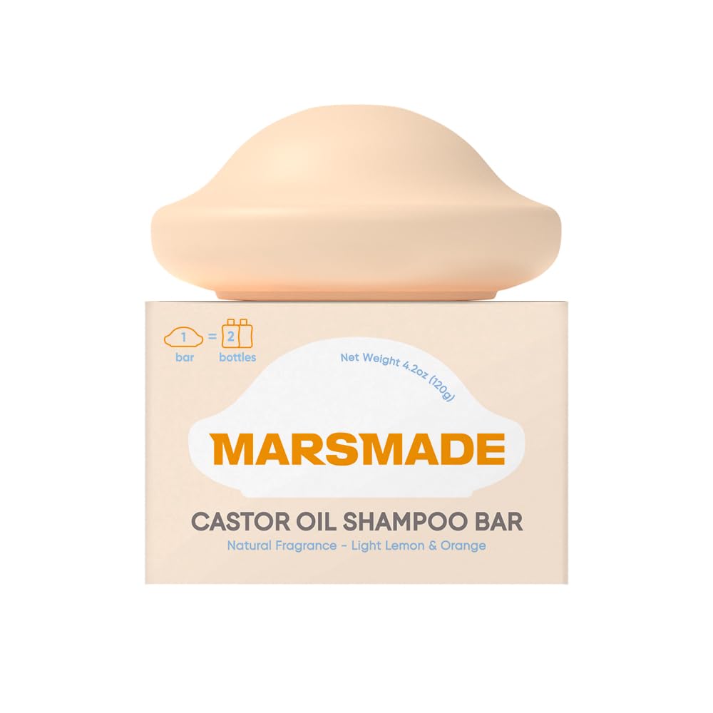 Mars Made barra shampoo aceite ricino para cabello suave y nutrido.