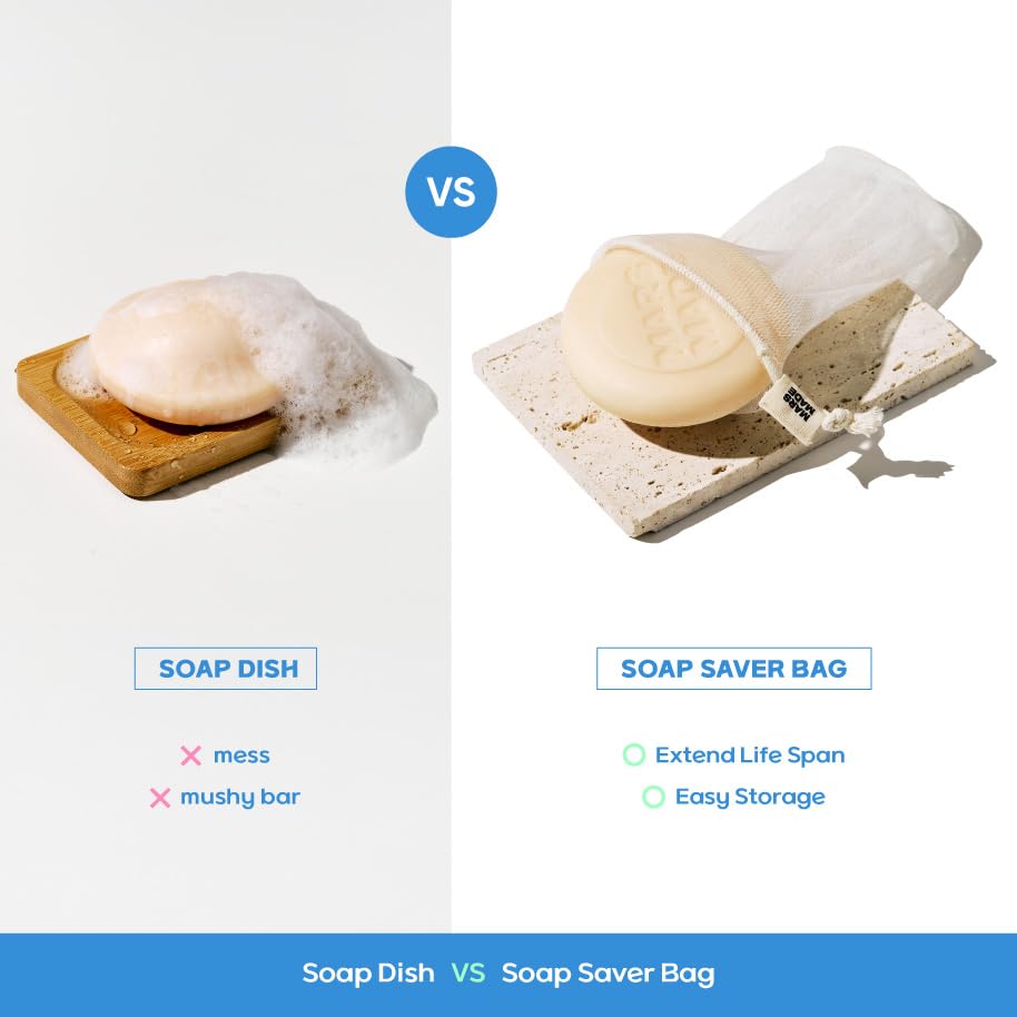 Mars Made PLA bolsa-jabon-malla-colgante: se seca entre duchas para conservar jabones