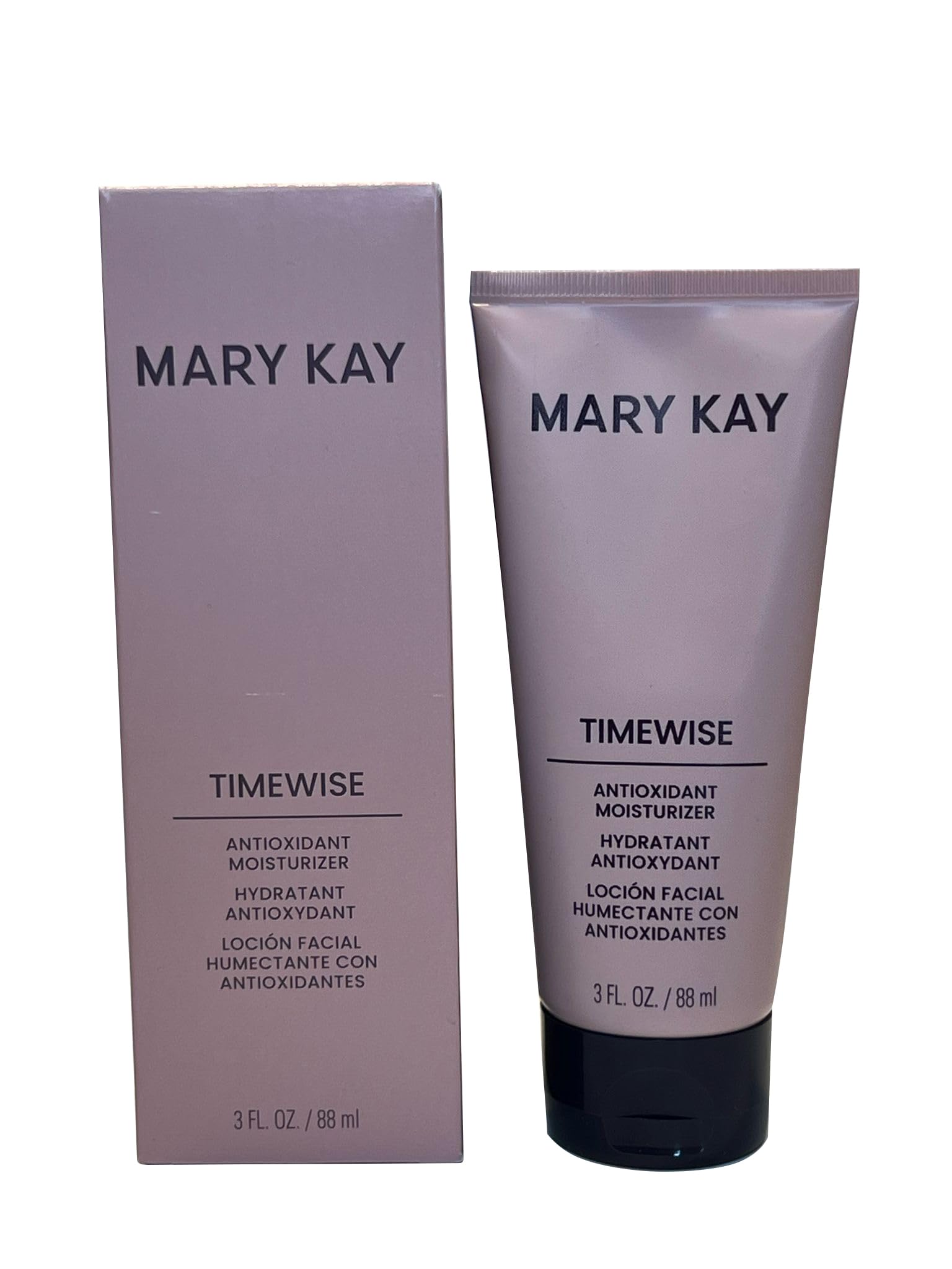 Mary Kay TimeWise Moisturizer en bouteille, hydratation durable et protection UVA/UVB.
