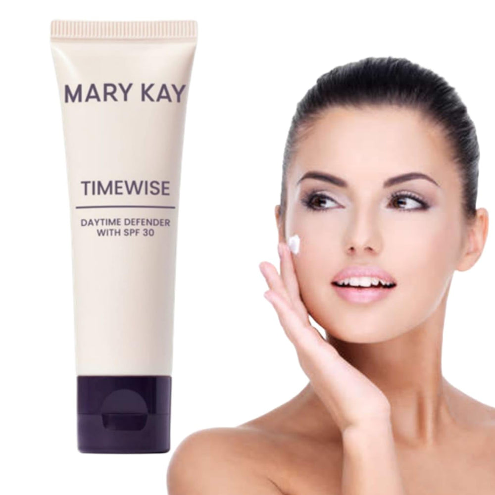 Mary Kay Timewise Lotion Jour SPF 30, bouteille: protection solaire quotidienne et hydratation légère.