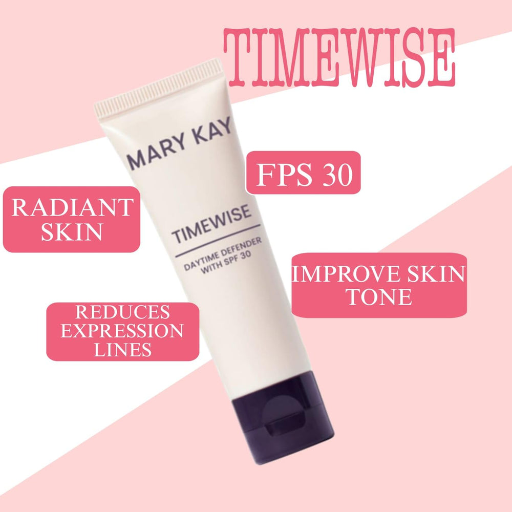 Mary Kay Timewise Lotion Jour SPF 30, texture creme legere: absorption rapide sans effet gras.