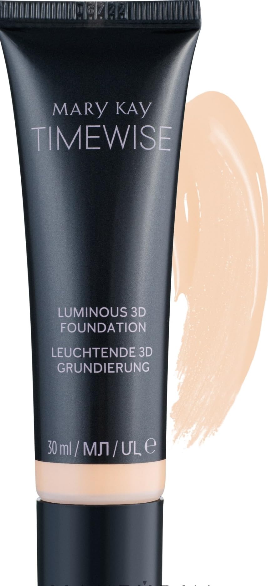 Fond Mary Kay TimeWise Luminous 3D dans sa bouteille pour un teint unifié et lumineux.