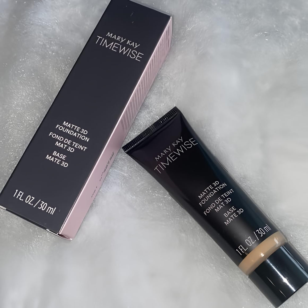 Mary Kay TimeWise Matte 3D fond de teint - bouteille teinte matte, tenue longue durée et couverture homogène.