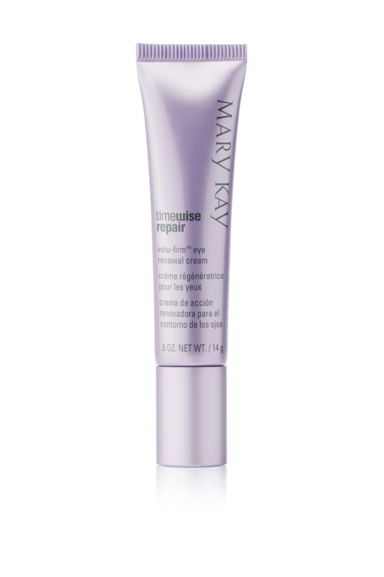 Mary Kay TimeWise Volu-Firm para ojos en envase elegante, ayuda a suavizar líneas finas.